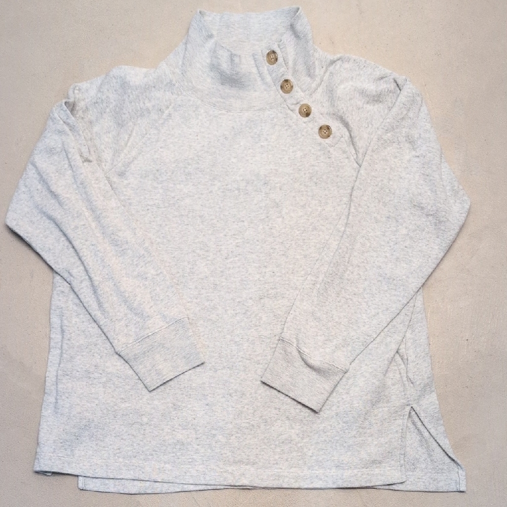 J. Crew Funnel Neck Pull Over Sweatshirt - Heather Gray Size Large